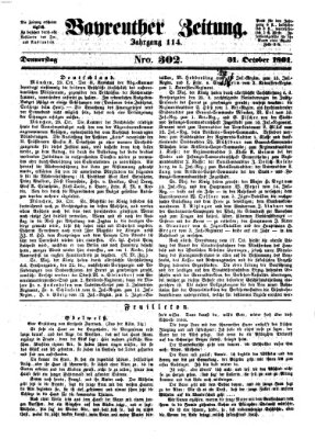 Bayreuther Zeitung Donnerstag 31. Oktober 1861