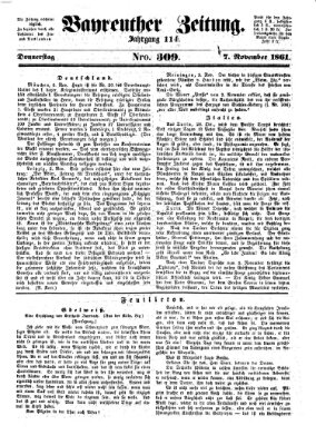 Bayreuther Zeitung Donnerstag 7. November 1861