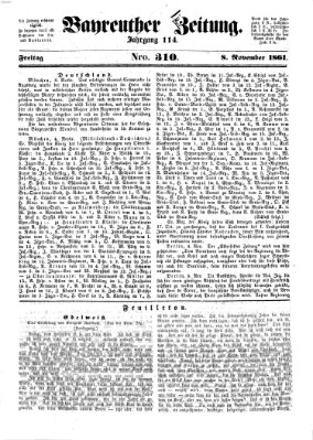 Bayreuther Zeitung Freitag 8. November 1861