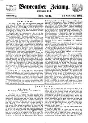 Bayreuther Zeitung Donnerstag 14. November 1861