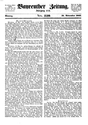 Bayreuther Zeitung Montag 18. November 1861