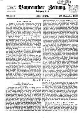 Bayreuther Zeitung Mittwoch 20. November 1861