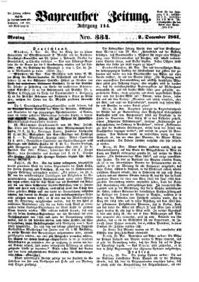 Bayreuther Zeitung Montag 2. Dezember 1861