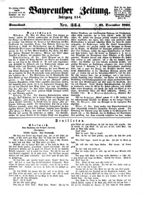 Bayreuther Zeitung Samstag 21. Dezember 1861