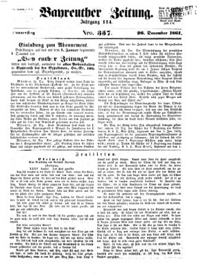 Bayreuther Zeitung Donnerstag 26. Dezember 1861