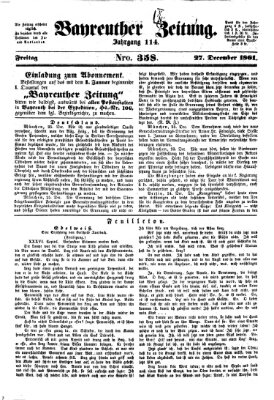 Bayreuther Zeitung Freitag 27. Dezember 1861