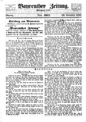 Bayreuther Zeitung Montag 30. Dezember 1861