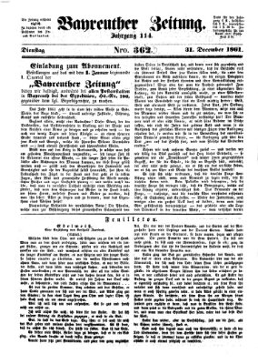 Bayreuther Zeitung Dienstag 31. Dezember 1861