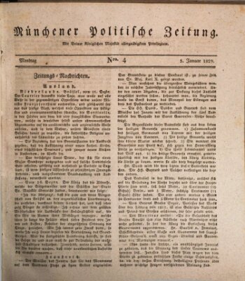 Münchener politische Zeitung (Süddeutsche Presse) Montag 5. Januar 1829