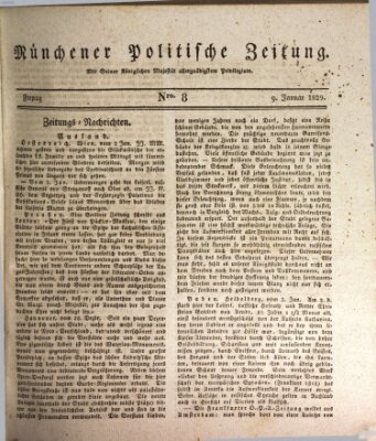 Münchener politische Zeitung (Süddeutsche Presse) Freitag 9. Januar 1829