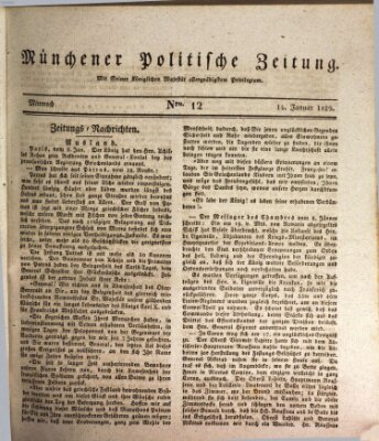 Münchener politische Zeitung (Süddeutsche Presse) Mittwoch 14. Januar 1829