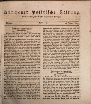 Münchener politische Zeitung (Süddeutsche Presse) Montag 19. Januar 1829