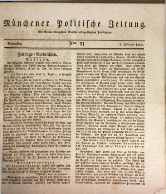 Münchener politische Zeitung (Süddeutsche Presse) Donnerstag 5. Februar 1829