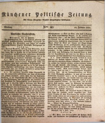 Münchener politische Zeitung (Süddeutsche Presse) Montag 16. Februar 1829