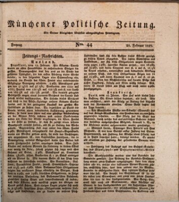 Münchener politische Zeitung (Süddeutsche Presse) Freitag 20. Februar 1829