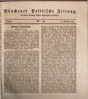 Münchener politische Zeitung (Süddeutsche Presse) Dienstag 24. Februar 1829