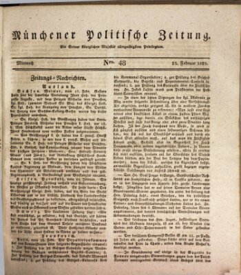 Münchener politische Zeitung (Süddeutsche Presse) Mittwoch 25. Februar 1829