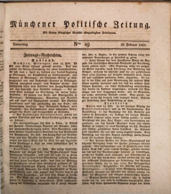 Münchener politische Zeitung (Süddeutsche Presse) Donnerstag 26. Februar 1829