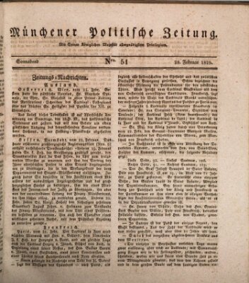 Münchener politische Zeitung (Süddeutsche Presse) Samstag 28. Februar 1829