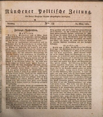 Münchener politische Zeitung (Süddeutsche Presse) Dienstag 24. März 1829