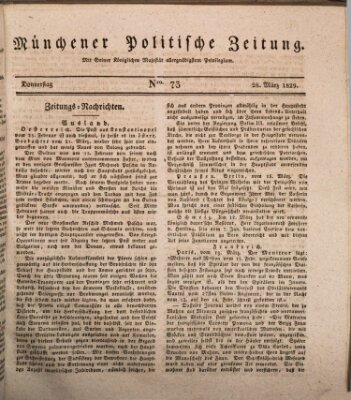 Münchener politische Zeitung (Süddeutsche Presse) Donnerstag 26. März 1829