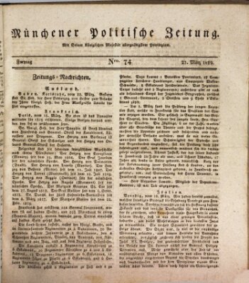 Münchener politische Zeitung (Süddeutsche Presse) Freitag 27. März 1829