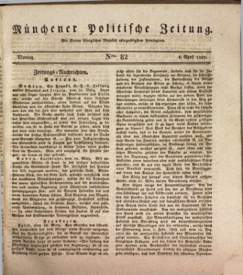 Münchener politische Zeitung (Süddeutsche Presse) Montag 6. April 1829