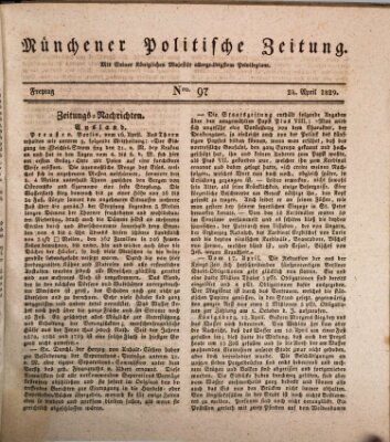 Münchener politische Zeitung (Süddeutsche Presse) Freitag 24. April 1829