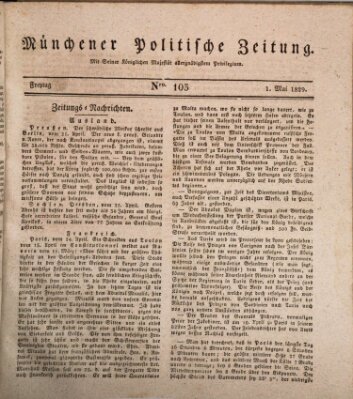 Münchener politische Zeitung (Süddeutsche Presse) Freitag 1. Mai 1829