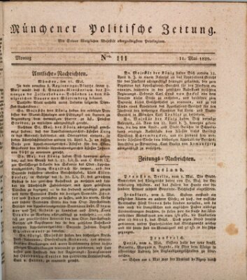 Münchener politische Zeitung (Süddeutsche Presse) Montag 11. Mai 1829