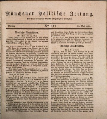 Münchener politische Zeitung (Süddeutsche Presse) Montag 18. Mai 1829