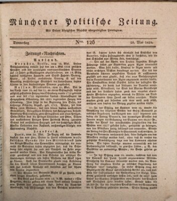 Münchener politische Zeitung (Süddeutsche Presse) Donnerstag 28. Mai 1829