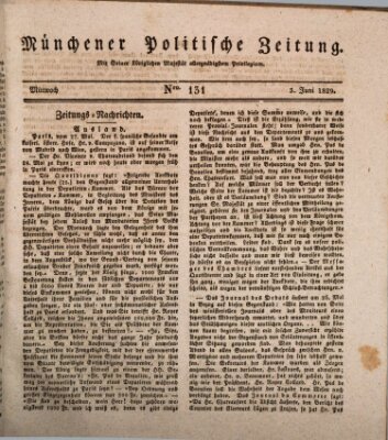 Münchener politische Zeitung (Süddeutsche Presse) Mittwoch 3. Juni 1829