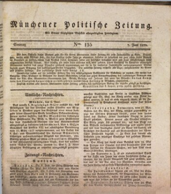 Münchener politische Zeitung (Süddeutsche Presse) Sonntag 7. Juni 1829