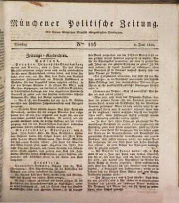 Münchener politische Zeitung (Süddeutsche Presse) Dienstag 9. Juni 1829