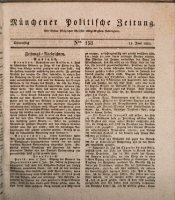 Münchener politische Zeitung (Süddeutsche Presse) Donnerstag 11. Juni 1829