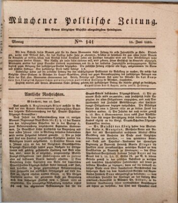 Münchener politische Zeitung (Süddeutsche Presse) Montag 15. Juni 1829