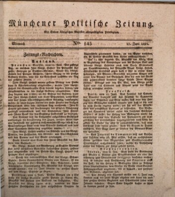 Münchener politische Zeitung (Süddeutsche Presse) Mittwoch 17. Juni 1829