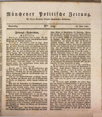 Münchener politische Zeitung (Süddeutsche Presse) Donnerstag 25. Juni 1829