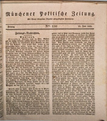 Münchener politische Zeitung (Süddeutsche Presse) Freitag 26. Juni 1829