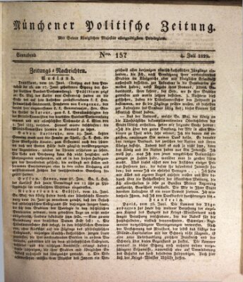 Münchener politische Zeitung (Süddeutsche Presse) Samstag 4. Juli 1829