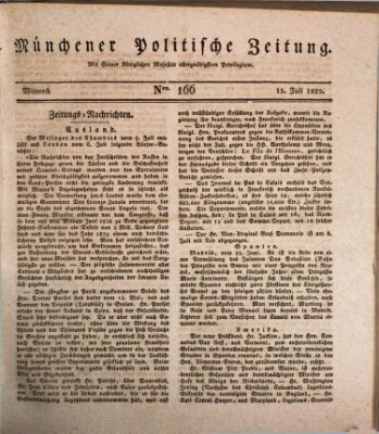 Münchener politische Zeitung (Süddeutsche Presse) Mittwoch 15. Juli 1829