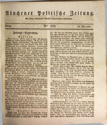 Münchener politische Zeitung (Süddeutsche Presse) Montag 20. Juli 1829