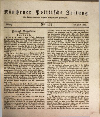 Münchener politische Zeitung (Süddeutsche Presse) Dienstag 28. Juli 1829