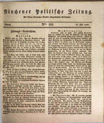 Münchener politische Zeitung (Süddeutsche Presse) Freitag 31. Juli 1829