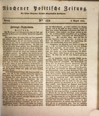 Münchener politische Zeitung (Süddeutsche Presse) Montag 3. August 1829