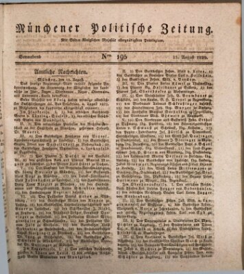 Münchener politische Zeitung (Süddeutsche Presse) Samstag 15. August 1829