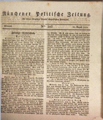 Münchener politische Zeitung (Süddeutsche Presse) Mittwoch 26. August 1829