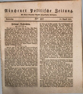Münchener politische Zeitung (Süddeutsche Presse) Donnerstag 27. August 1829