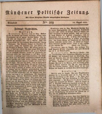 Münchener politische Zeitung (Süddeutsche Presse) Samstag 29. August 1829